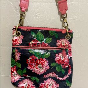 Boden Floral oilcloth Crossbody Bag - Pink and navy
